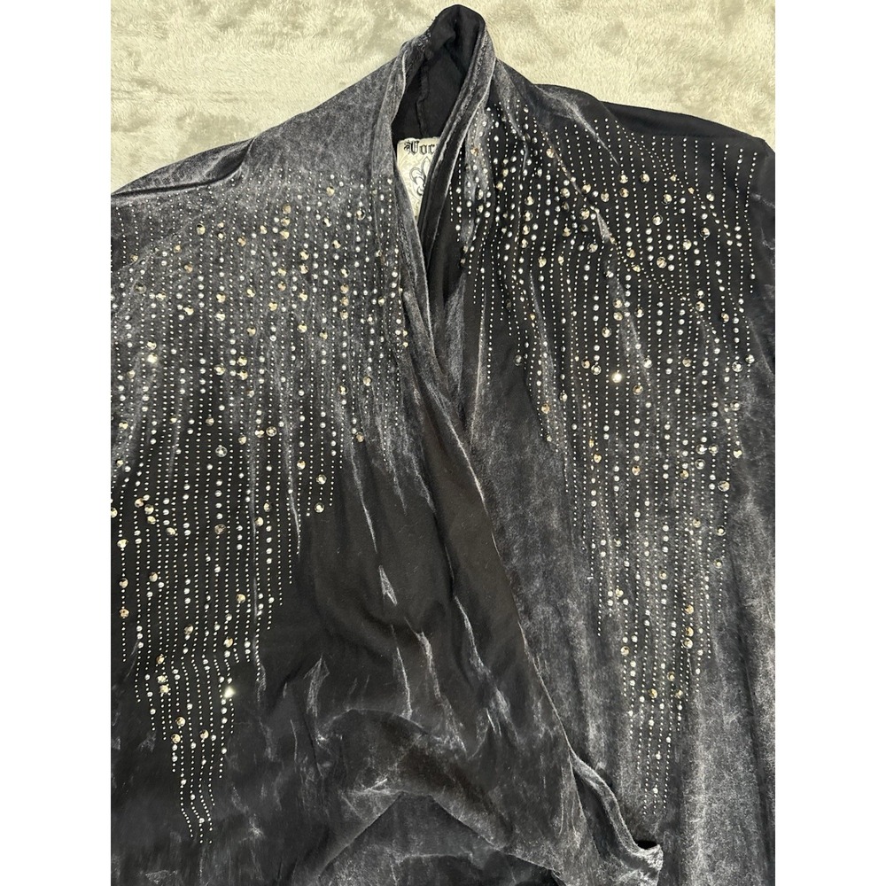 Vocal Cardigan Womens XL Black Dark Fairy Avant Garde Whimsigoth Fringe - Picture 2 of 15